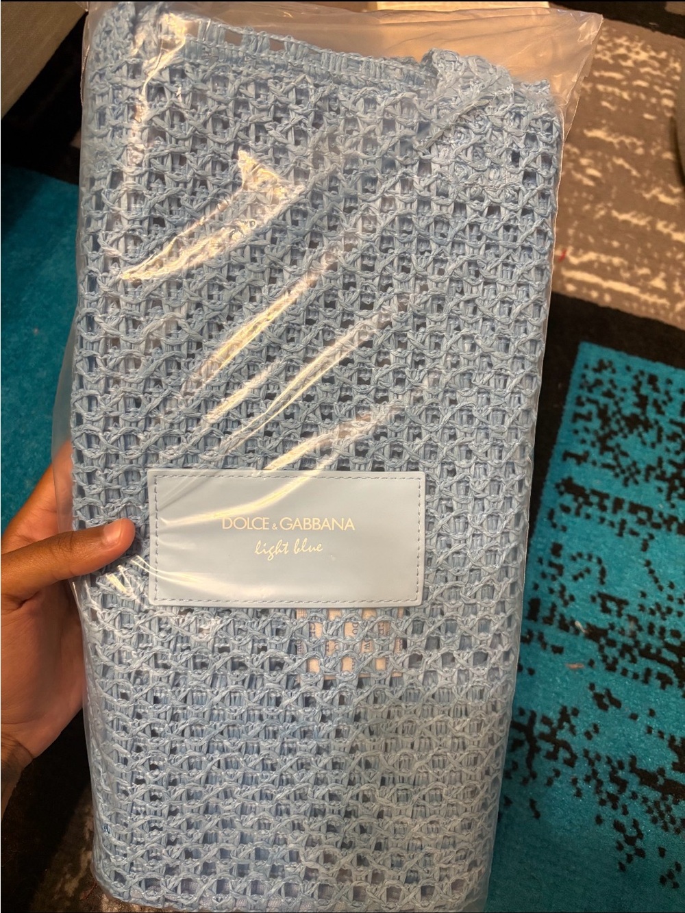 Dolce & Gabbana Light Blue Open-Knit Cover-Up